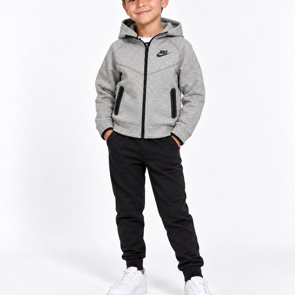 Nike Kids Gray Tech Hooded Jacket size 7